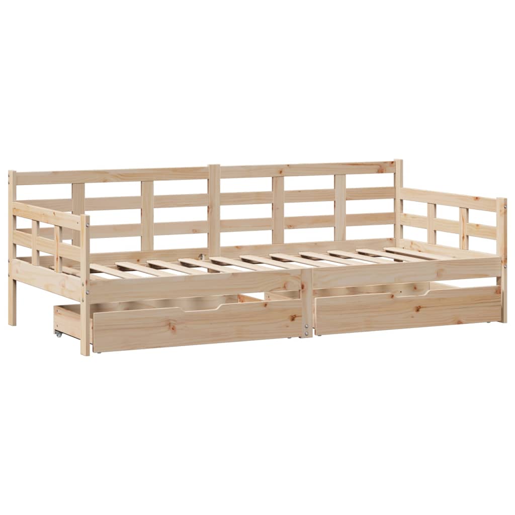 Lit de jour avec tiroirs sans matelas 90x190 cm bois massif