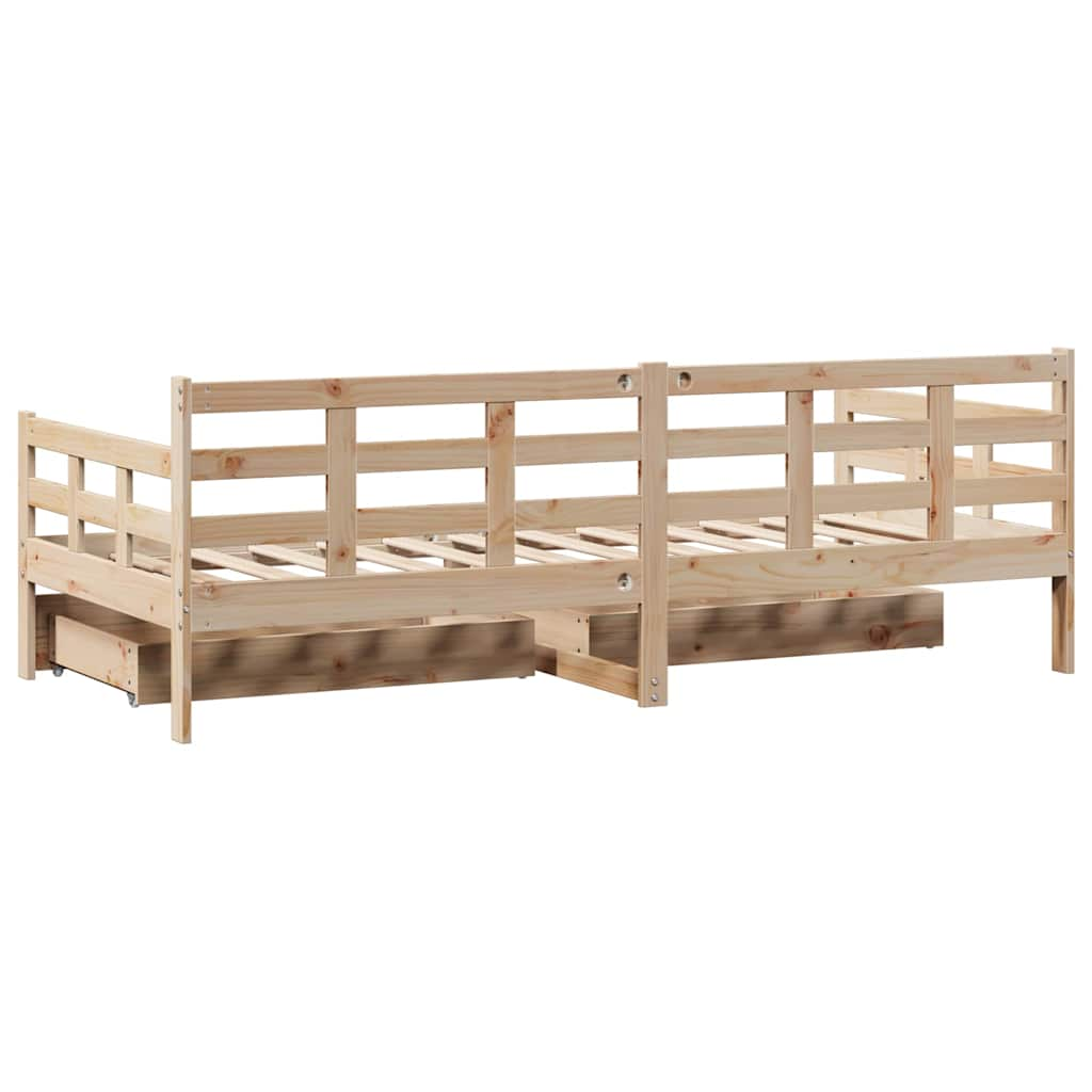 Lit de jour avec tiroirs sans matelas 90x190 cm bois massif