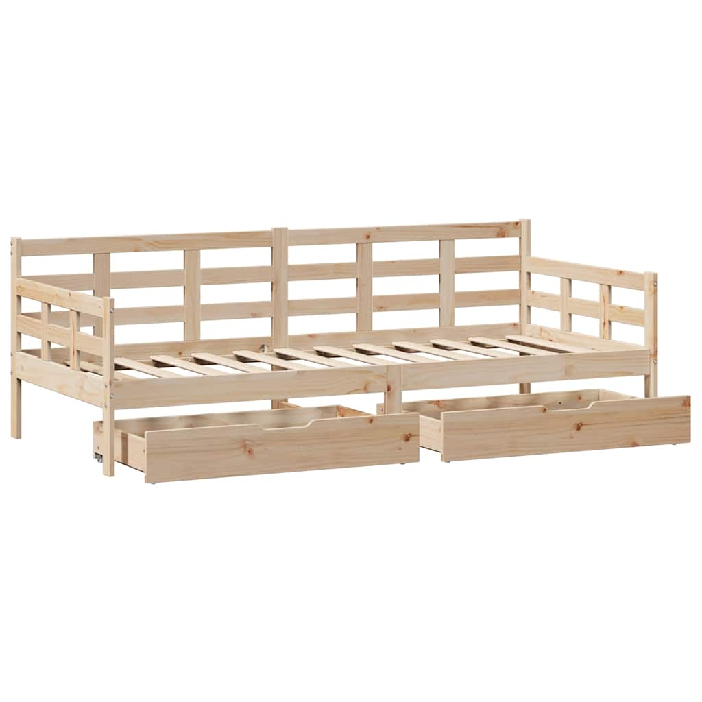 Lit de jour avec tiroirs sans matelas 90x190 cm bois massif