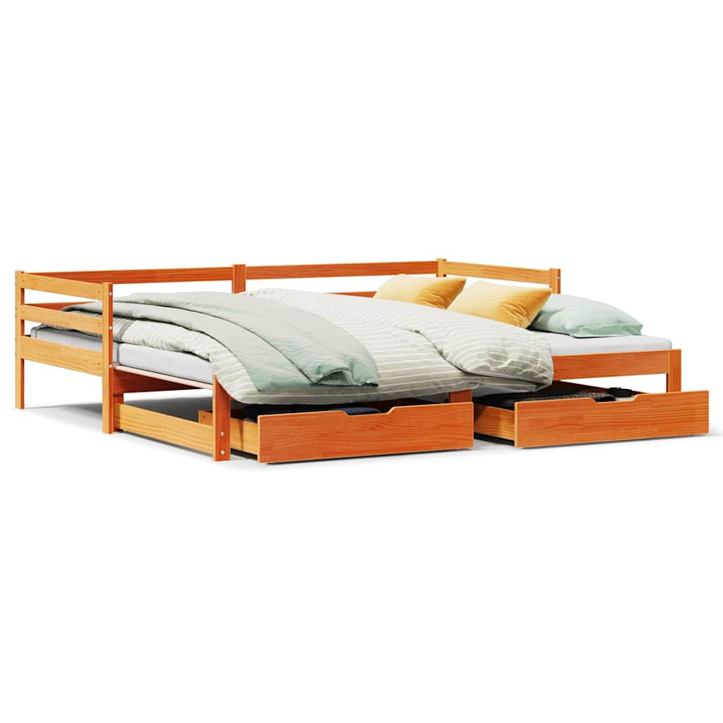 Day bed with trundle and drawers without mattress 90x190 cm