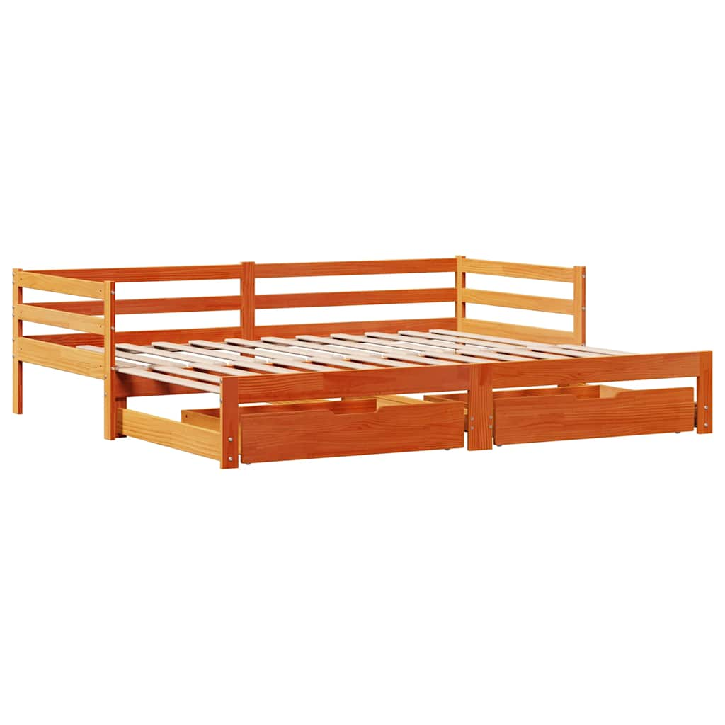 Day bed with trundle and drawers without mattress 90x190 cm