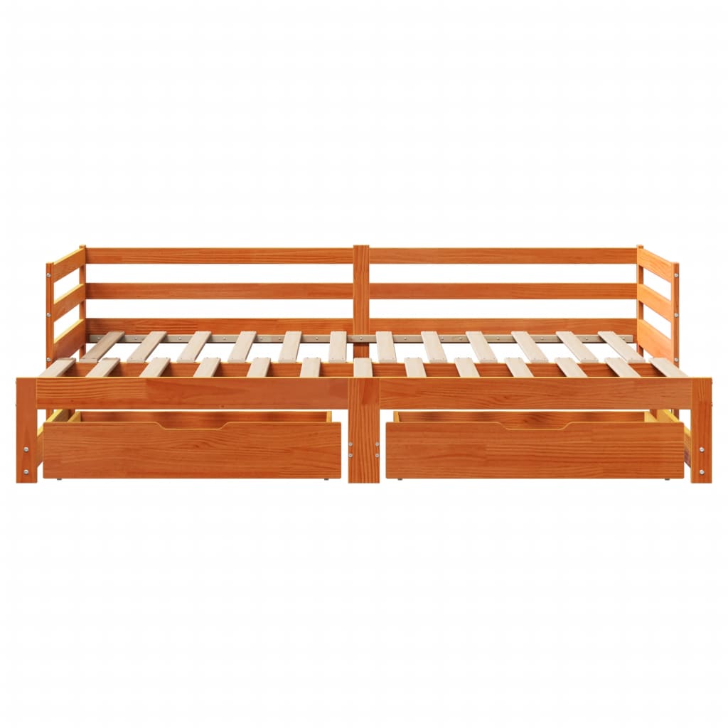 Day bed with trundle and drawers without mattress 90x190 cm