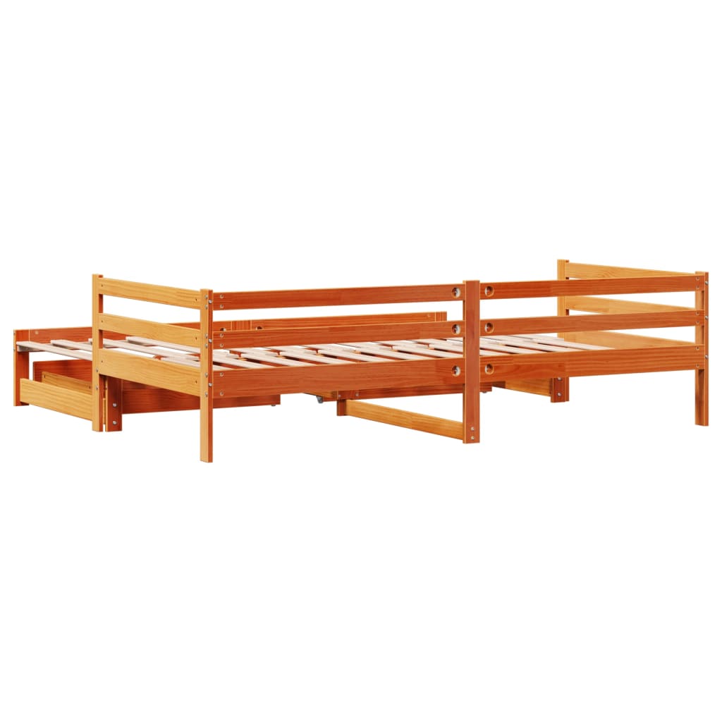 Day bed with trundle and drawers without mattress 90x190 cm