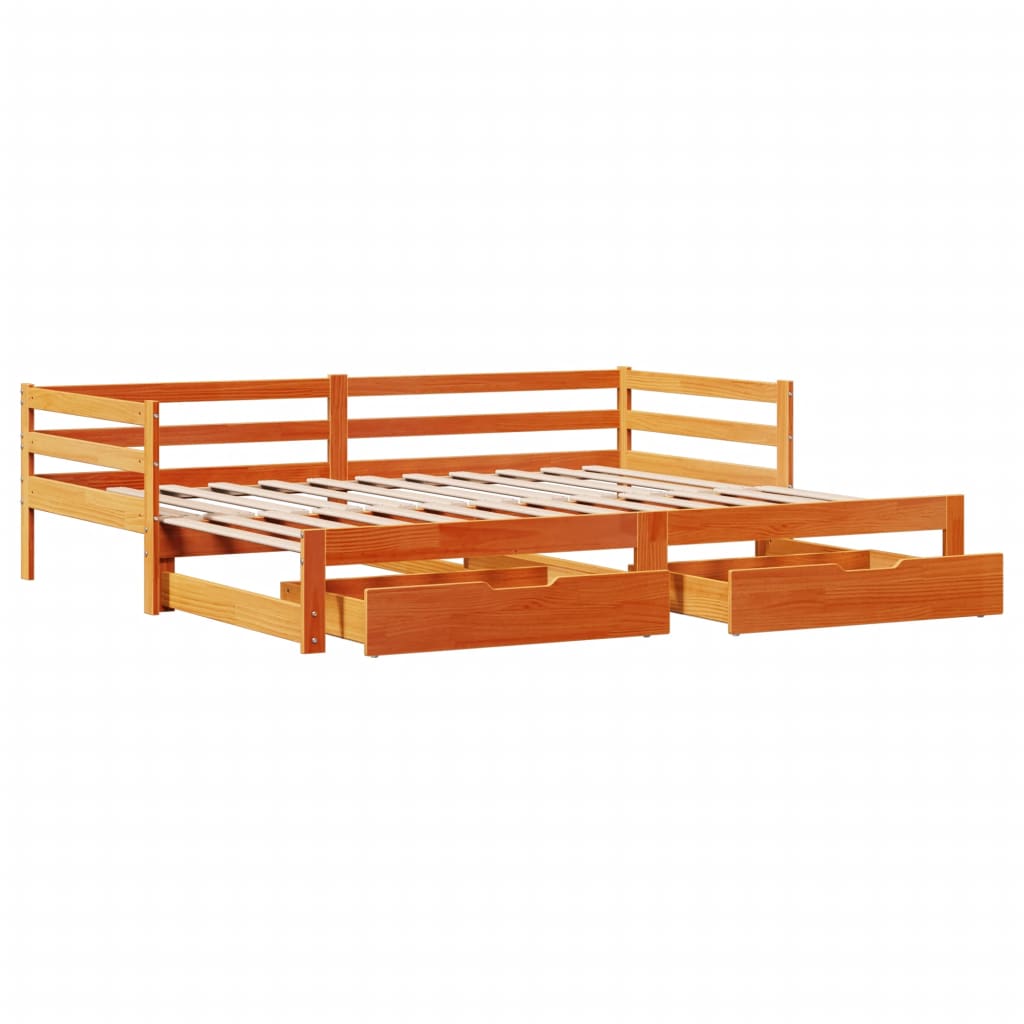 Day bed with trundle and drawers without mattress 90x190 cm