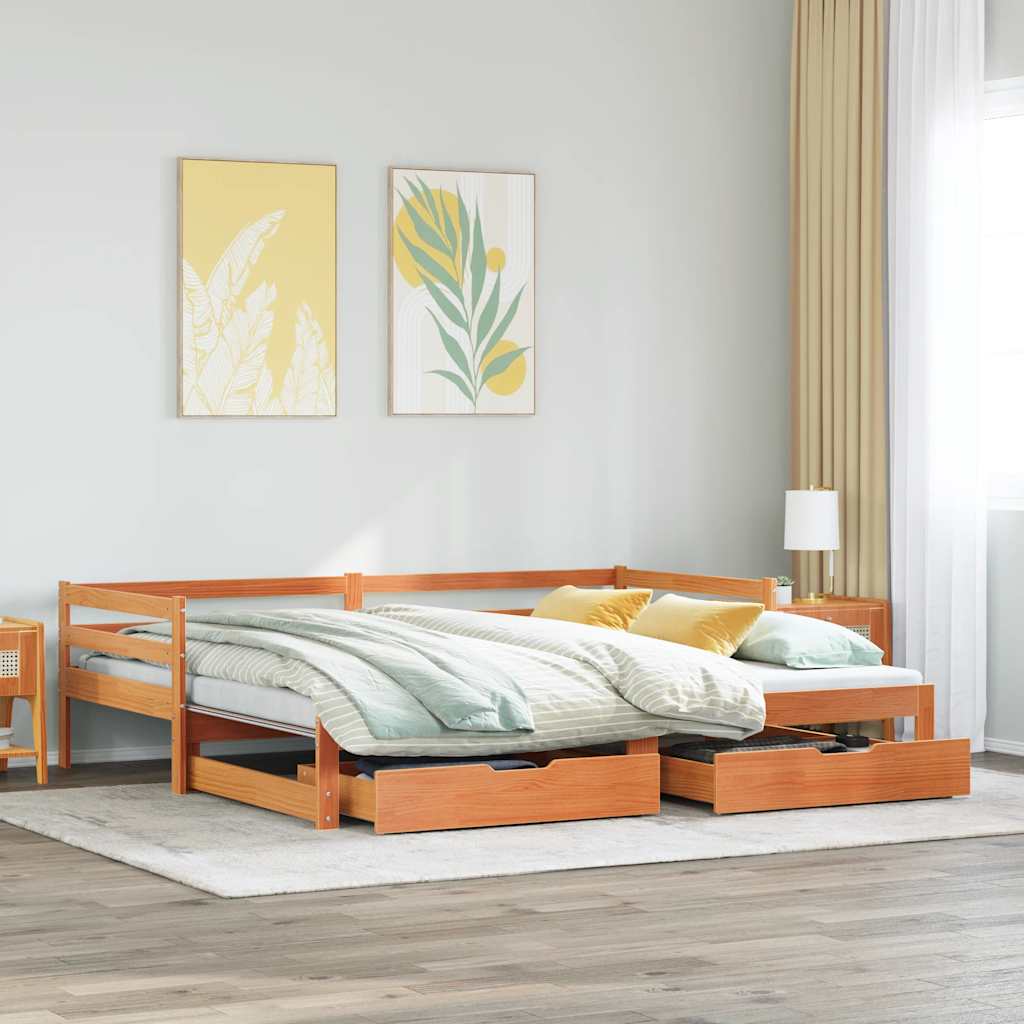 Day bed with trundle and drawers without mattress 90x190 cm