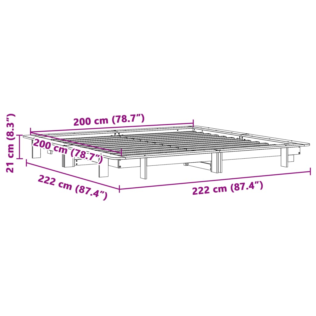 Bed frame without mattress 200x200 cm solid pine wood