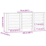 White radiator cover 205x21.5x83.5 cm engineered wood