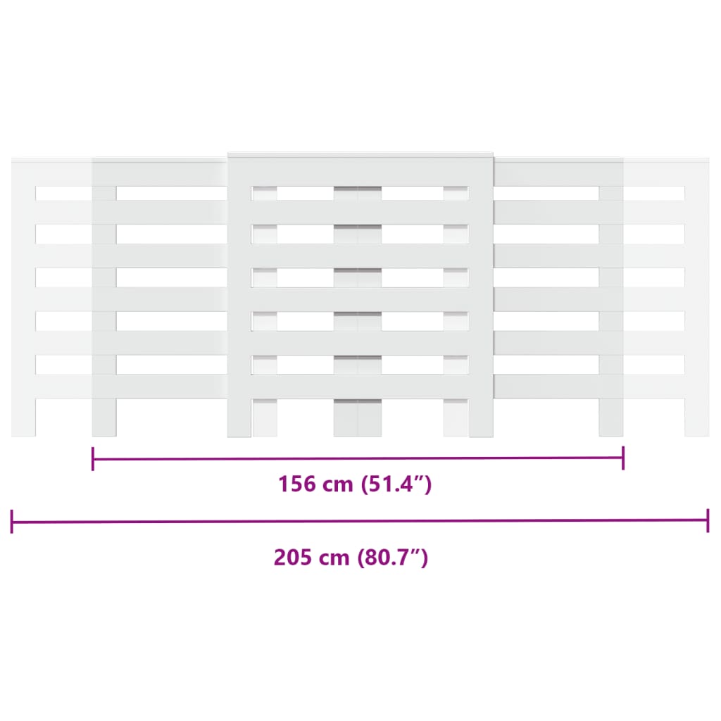 White radiator cover 205x21.5x83.5 cm engineered wood