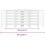 White radiator cover 205x21.5x83.5 cm engineered wood