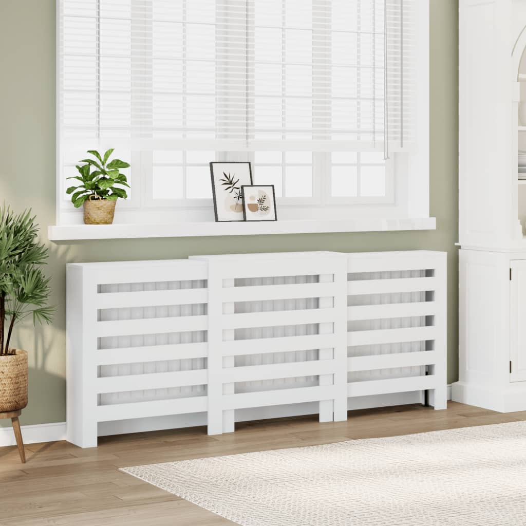 White radiator cover 205x21.5x83.5 cm engineered wood