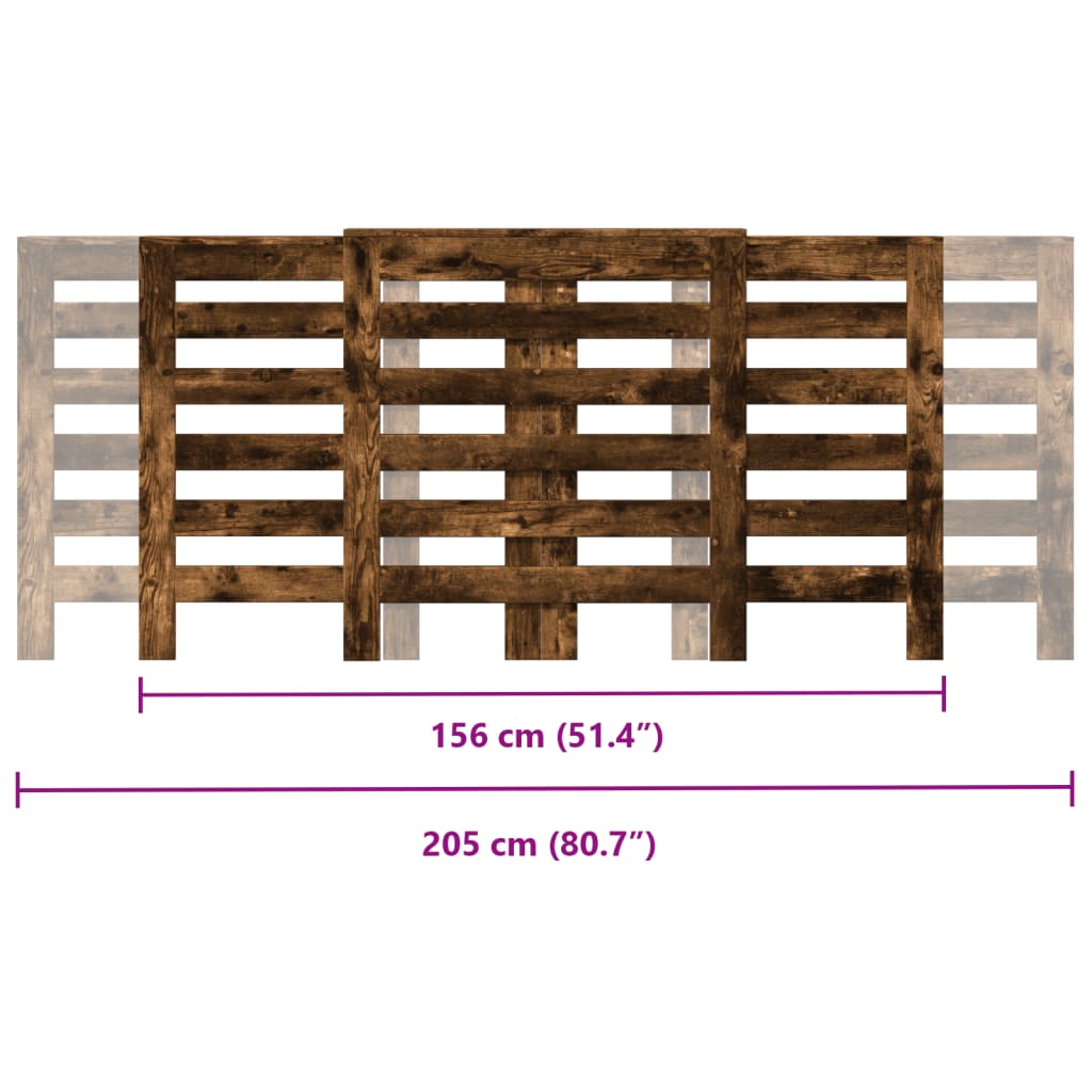 Heizkörperabdeckung aus geräucherter Eiche, 205 x 21,5 x 83,5 cm, Holzwerkstoff