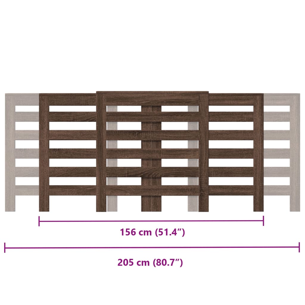 Cache-radiateur chêne marron 205x21,5x83,5 cm bois d'ingénierie