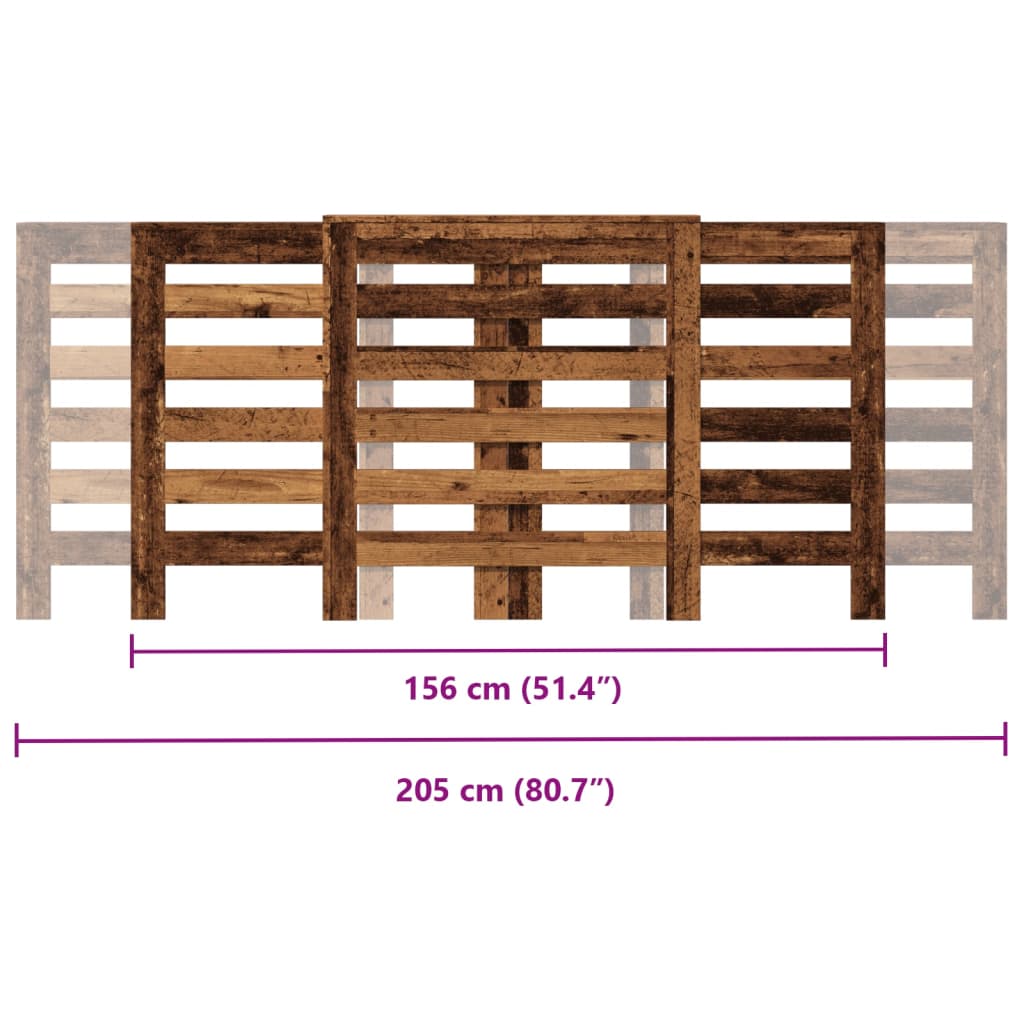 Altholz-Heizkörperabdeckung 205x21,5x83,5 cm, Holzwerkstoff