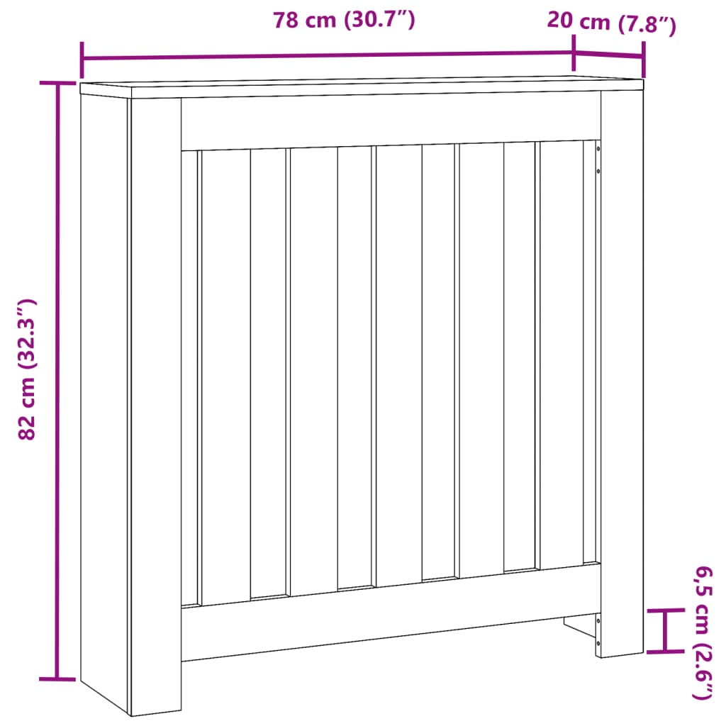 Cache-radiateur blanc 78x20x82 cm bois d'ingénierie