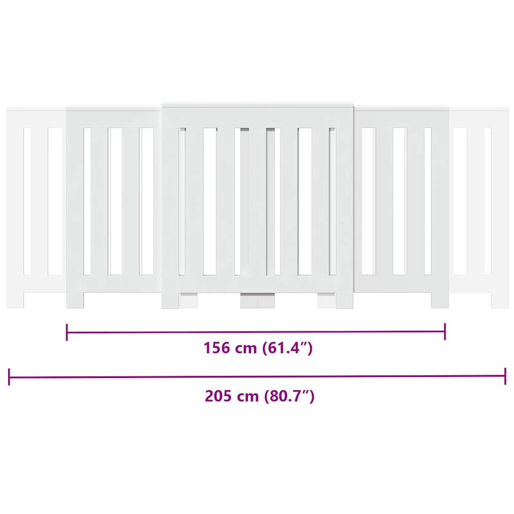 White radiator cover 205x21.5x83.5 cm engineered wood