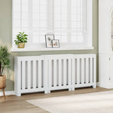 White radiator cover 205x21.5x83.5 cm engineered wood