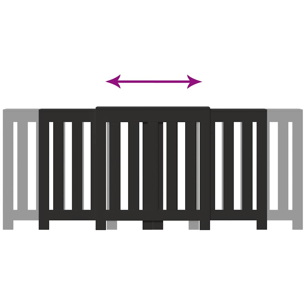 Schwarze Heizkörperabdeckung 205 x 21,5 x 83,5 cm, Holzwerkstoff