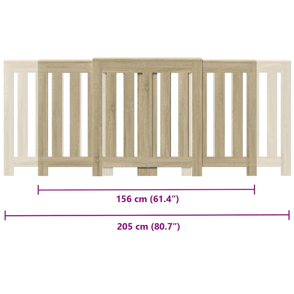 Cache-radiateur chêne sonoma 205x21,5x83,5 cm bois d'ingénierie