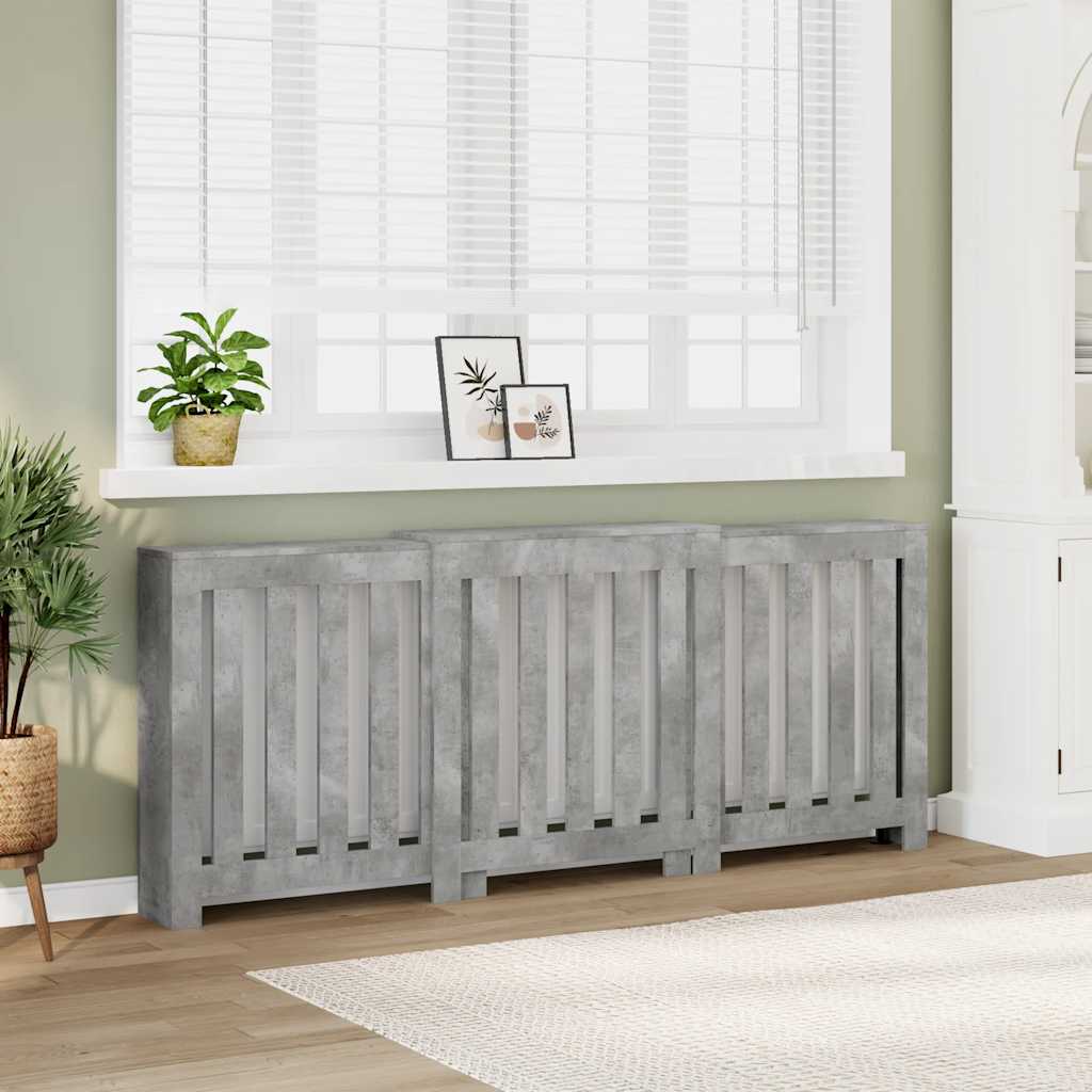 Concrete grey radiator cover 205x21.5x83.5 cm engineered wood