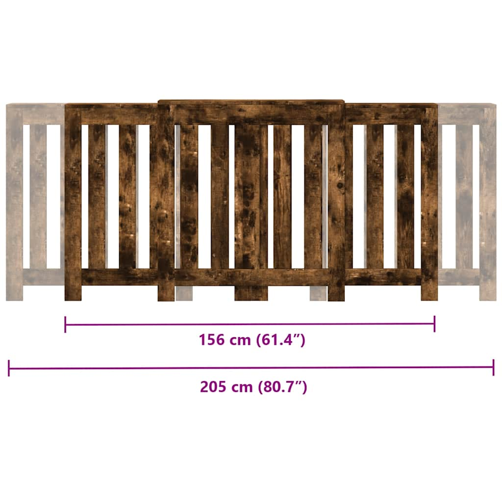 Cache-radiateur chêne fumé 205x21,5x83,5 cm bois d'ingénierie