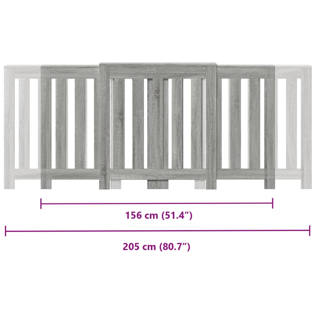 Cache-radiateur sonoma gris 205x21,5x83,5 cm bois d'ingénierie