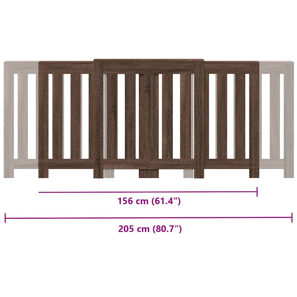 Heizkörperabdeckung aus brauner Eiche, 205 x 21,5 x 83,5 cm, Holzwerkstoff