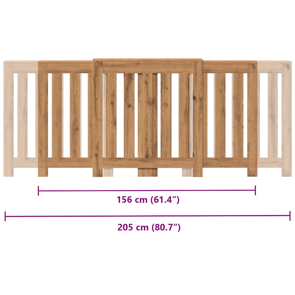 Handgefertigte Heizkörperabdeckung aus Eiche, 205 x 21,5 x 83,5 cm