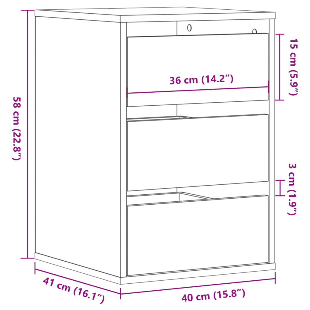 Sonoma graue Eckkommode 40x41x58 cm, Holzwerkstoff