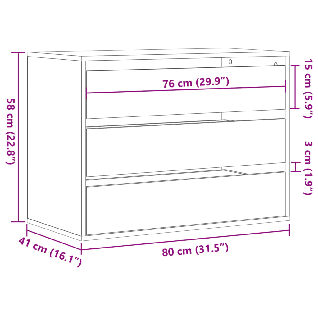 Commode d'angle chêne marron 80x41x58 cm bois d'ingénierie