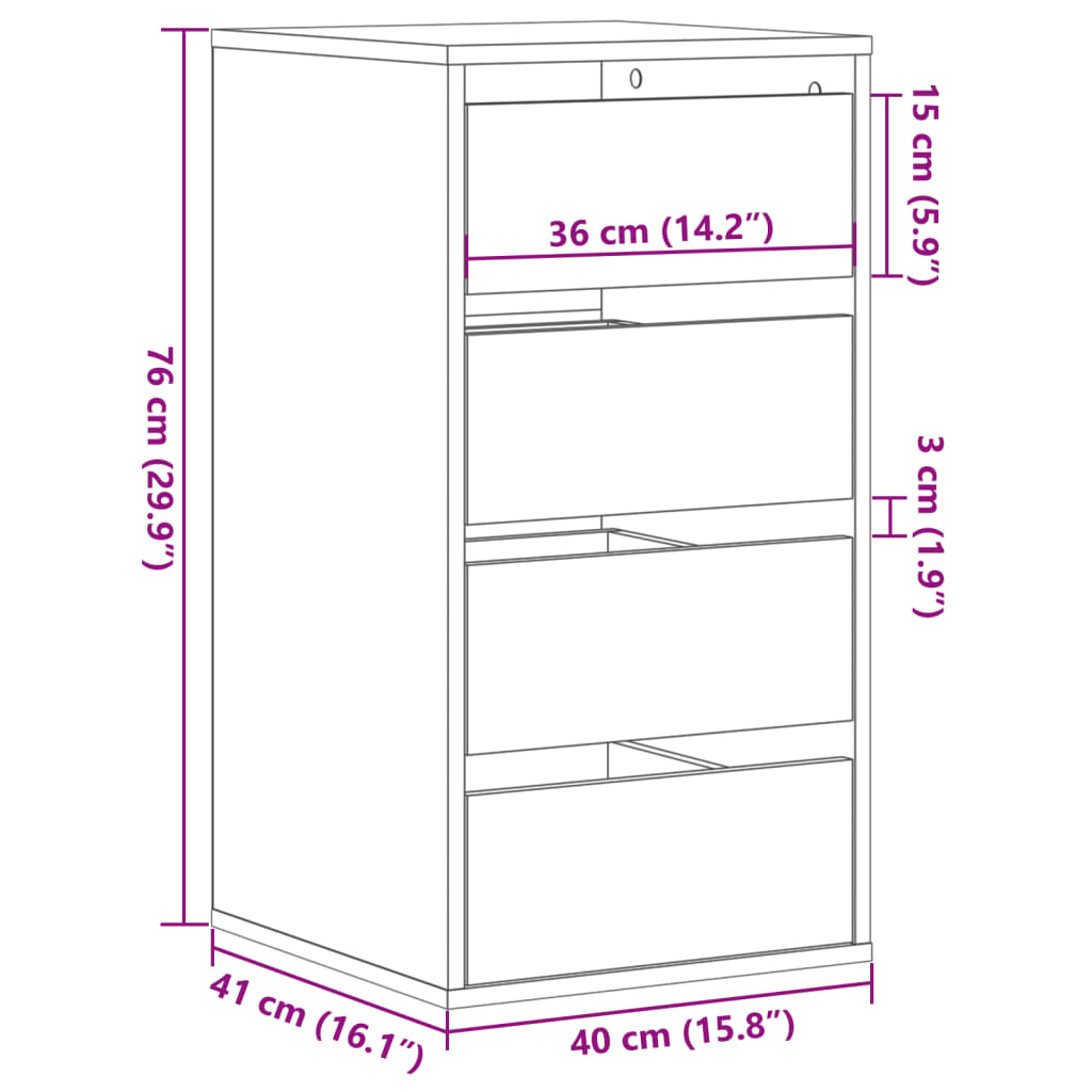 Betongraue Eckkommode 40x41x76 cm, Holzwerkstoff