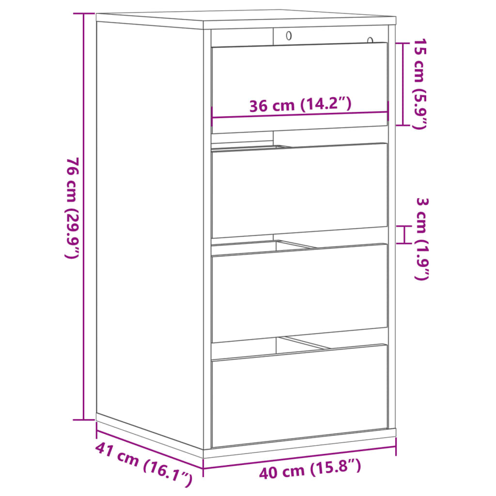 Commode d'angle vieux bois 40x41x76 cm bois d'ingénierie