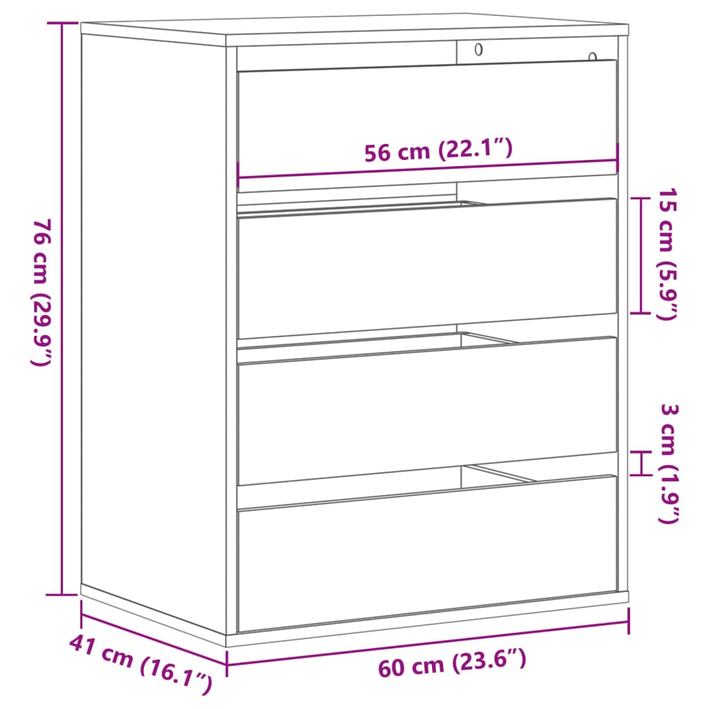 Commode d'angle chêne sonoma 60x41x76 cm bois d'ingénierie