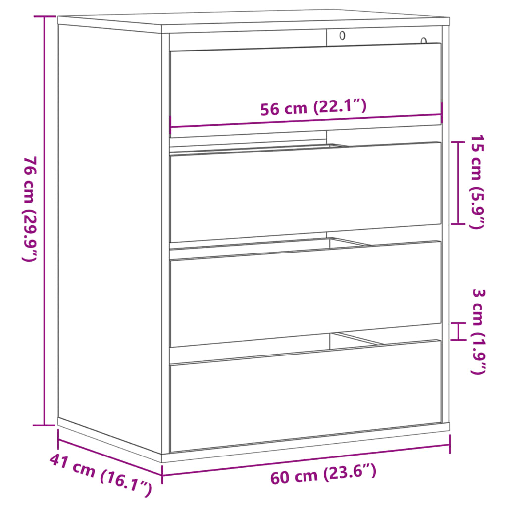 Commode d'angle chêne fumé 60x41x76 cm bois d'ingénierie