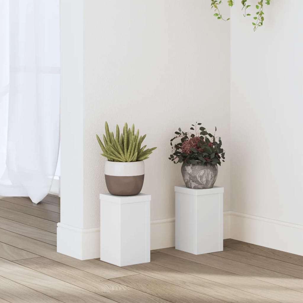 Supports pour plantes 2 pcs blanc 10x10x18 cm bois d'ingénierie