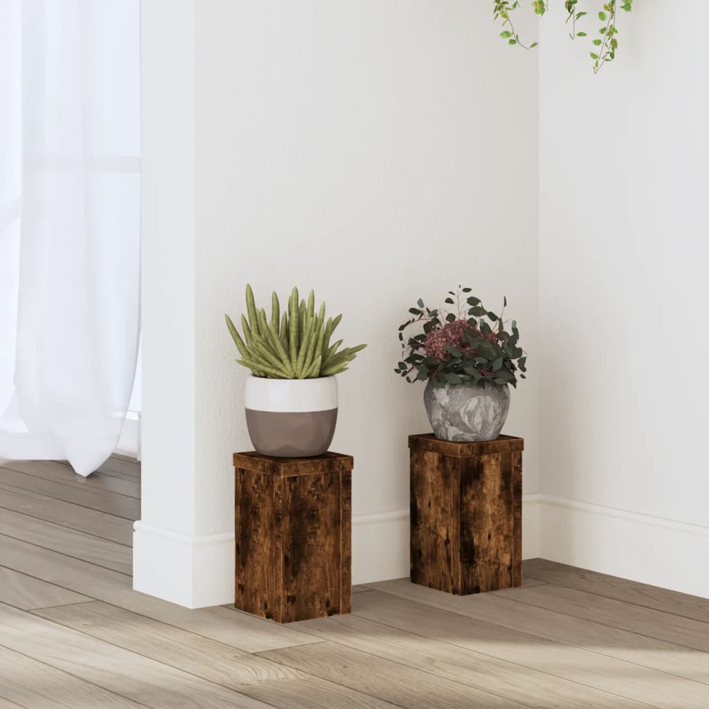 Supports pour plantes 2 pcs chêne fumé bois d'ingénierie