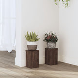 Supports pour plantes 2 pcs chêne marron bois d'ingénierie