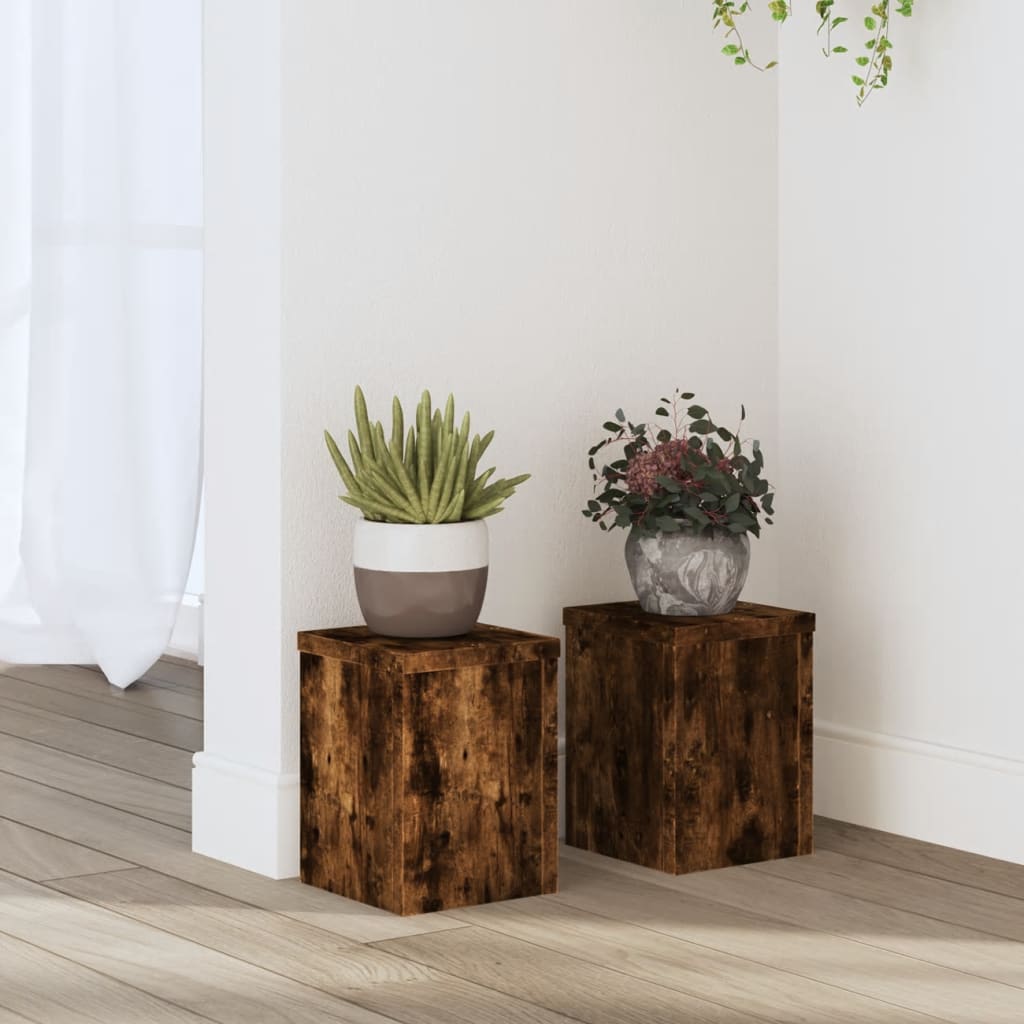 Supports pour plantes 2 pcs chêne fumé bois d'ingénierie