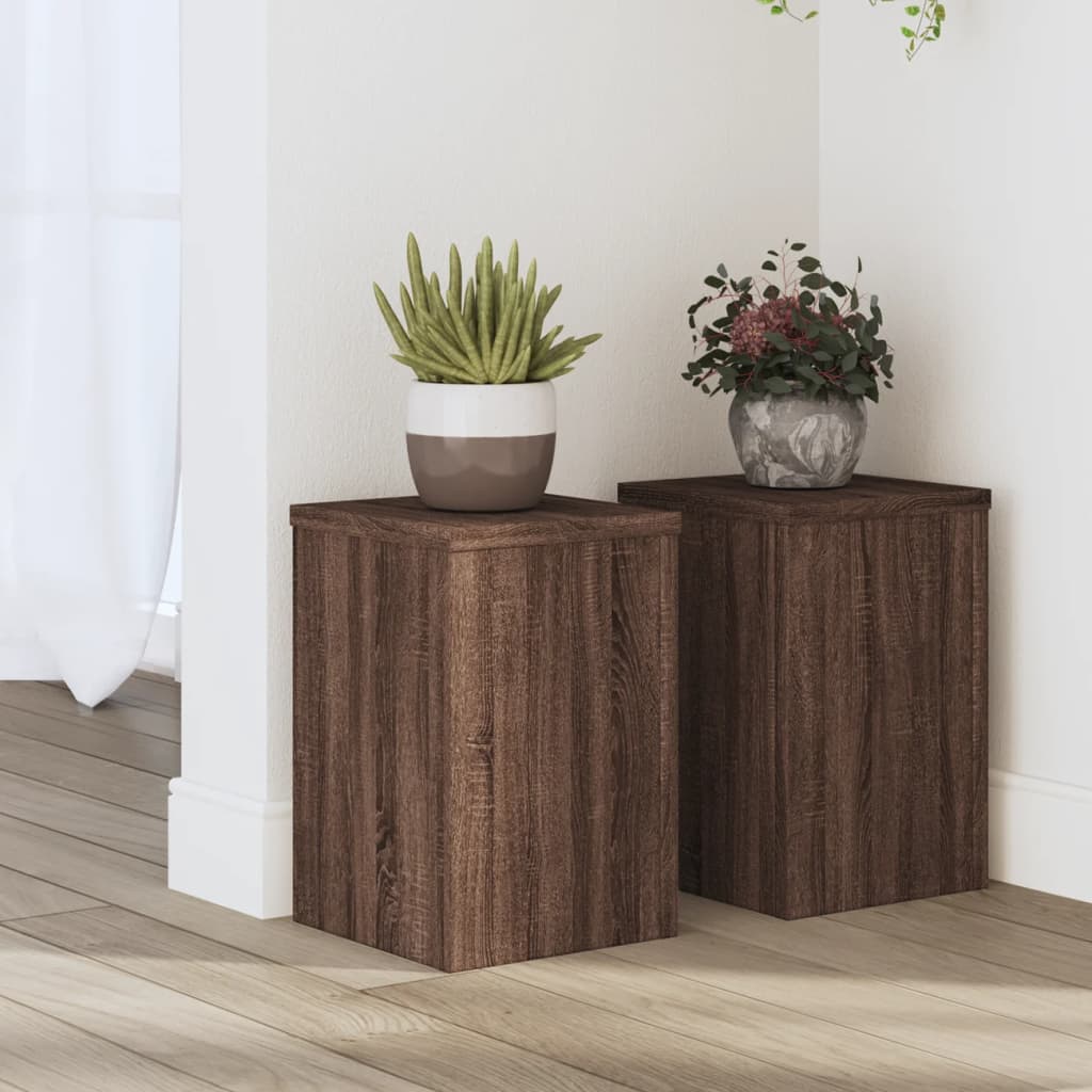 Supports pour plantes 2 pcs chêne marron bois d'ingénierie