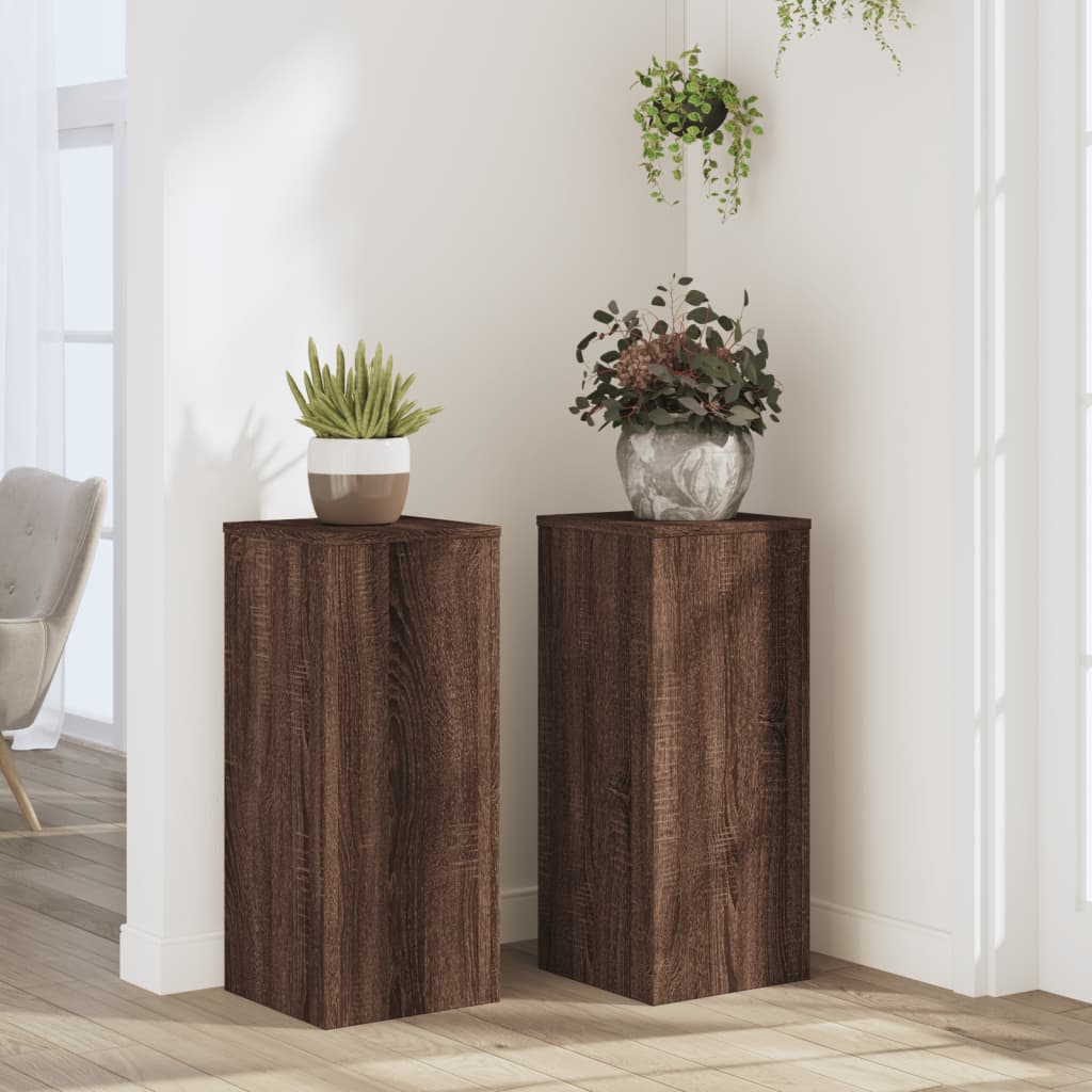 Supports pour plantes 2 pcs chêne marron bois d'ingénierie