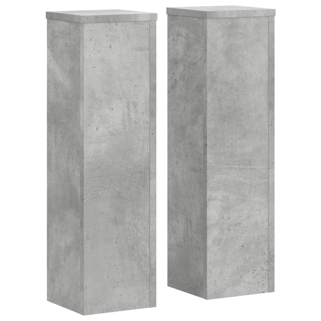 Supports pour plantes 2 pcs gris béton bois d'ingénierie