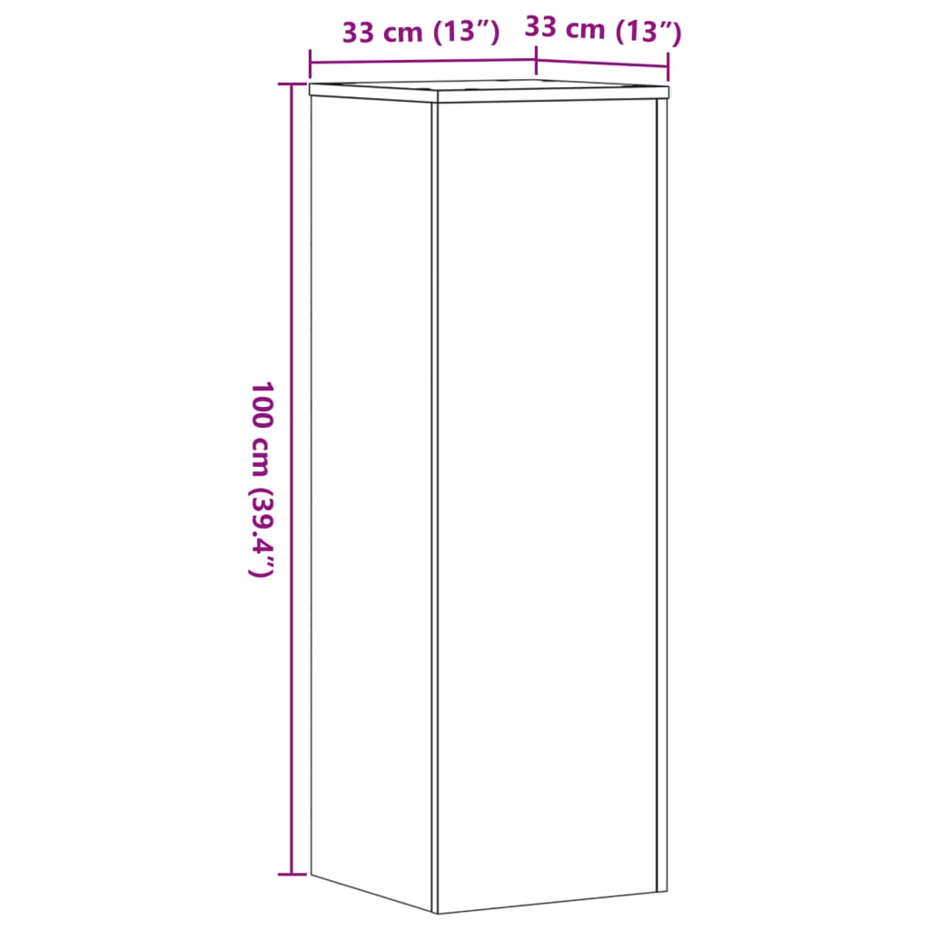 Support pour plantes sonoma gris 33x33x100 cm bois d'ingénierie