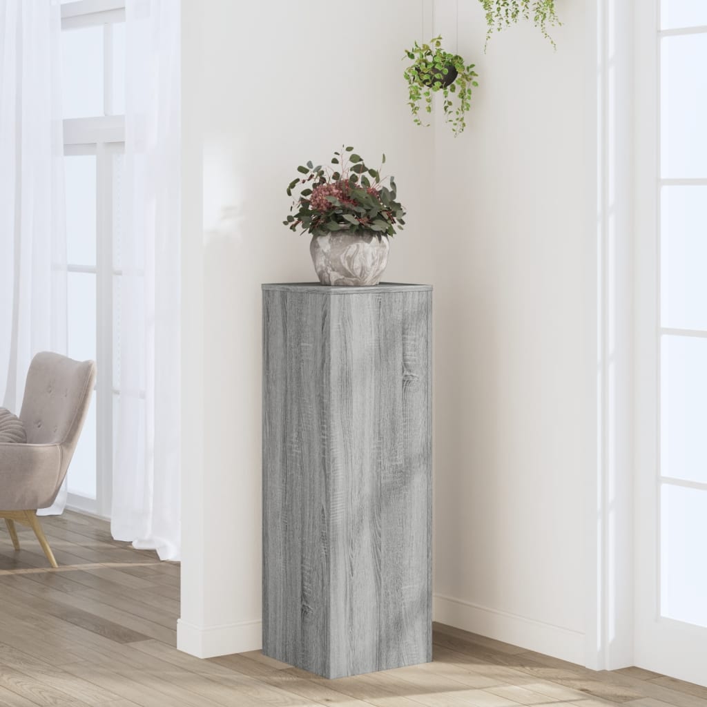 Support pour plantes sonoma gris 33x33x100 cm bois d'ingénierie