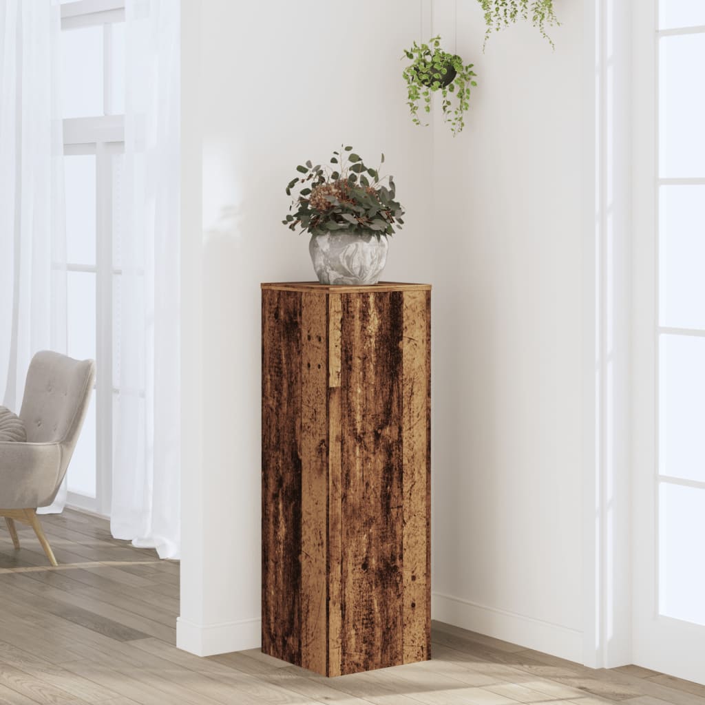 Support pour plantes vieux bois 33x33x100 cm bois d'ingénierie