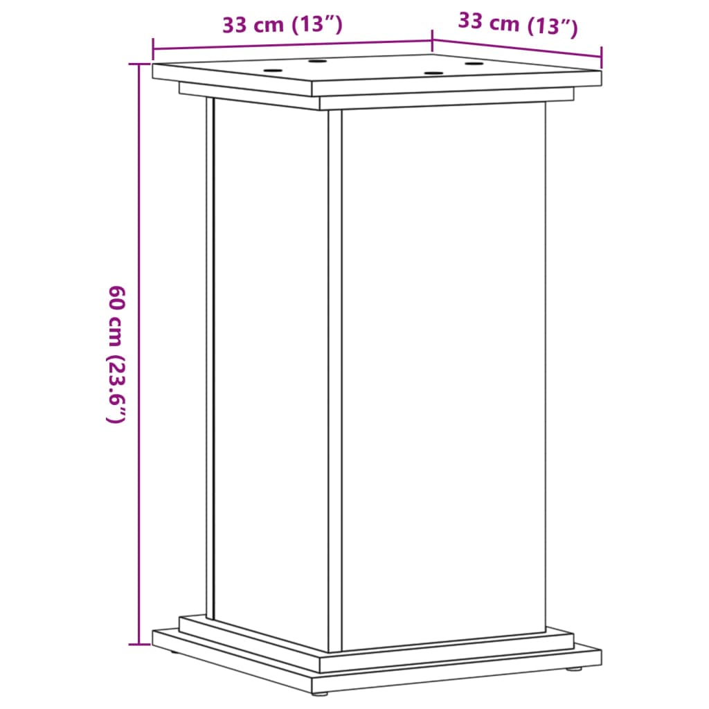 Black plant stand 33x33x60 cm engineered wood