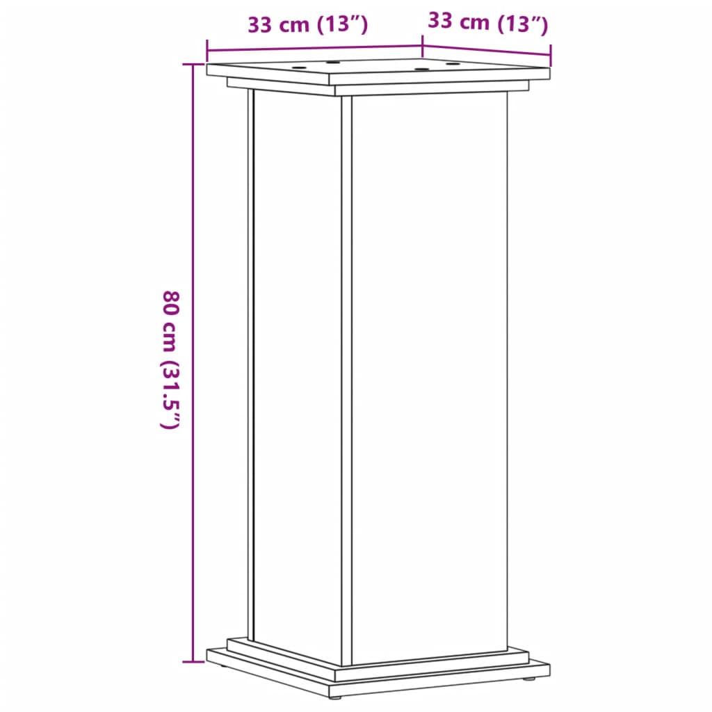 Support pour plantes chêne sonoma 33x33x80 cm bois d'ingénierie