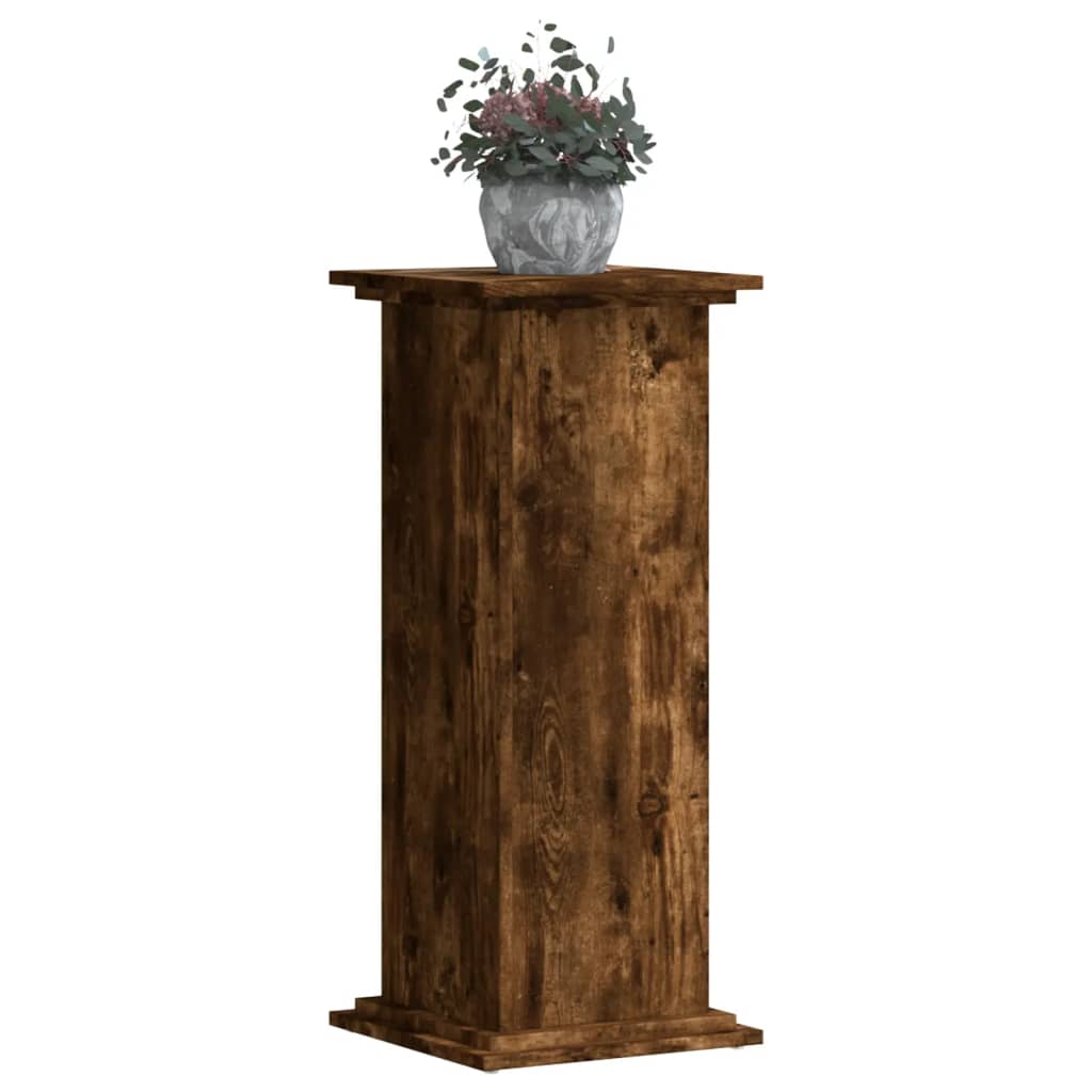 Support pour plantes chêne fumé 33x33x80 cm bois d'ingénierie