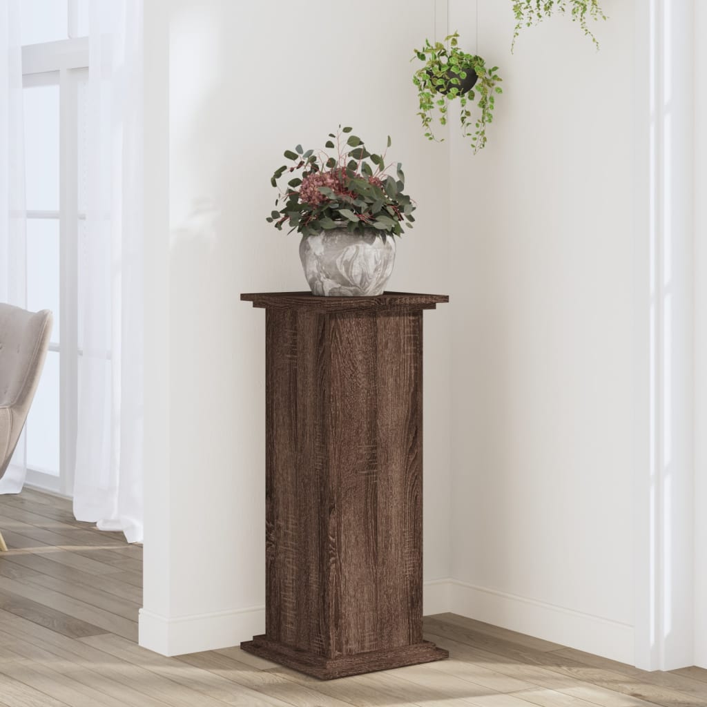 Support pour plantes chêne marron 33x33x80 cm bois d'ingénierie