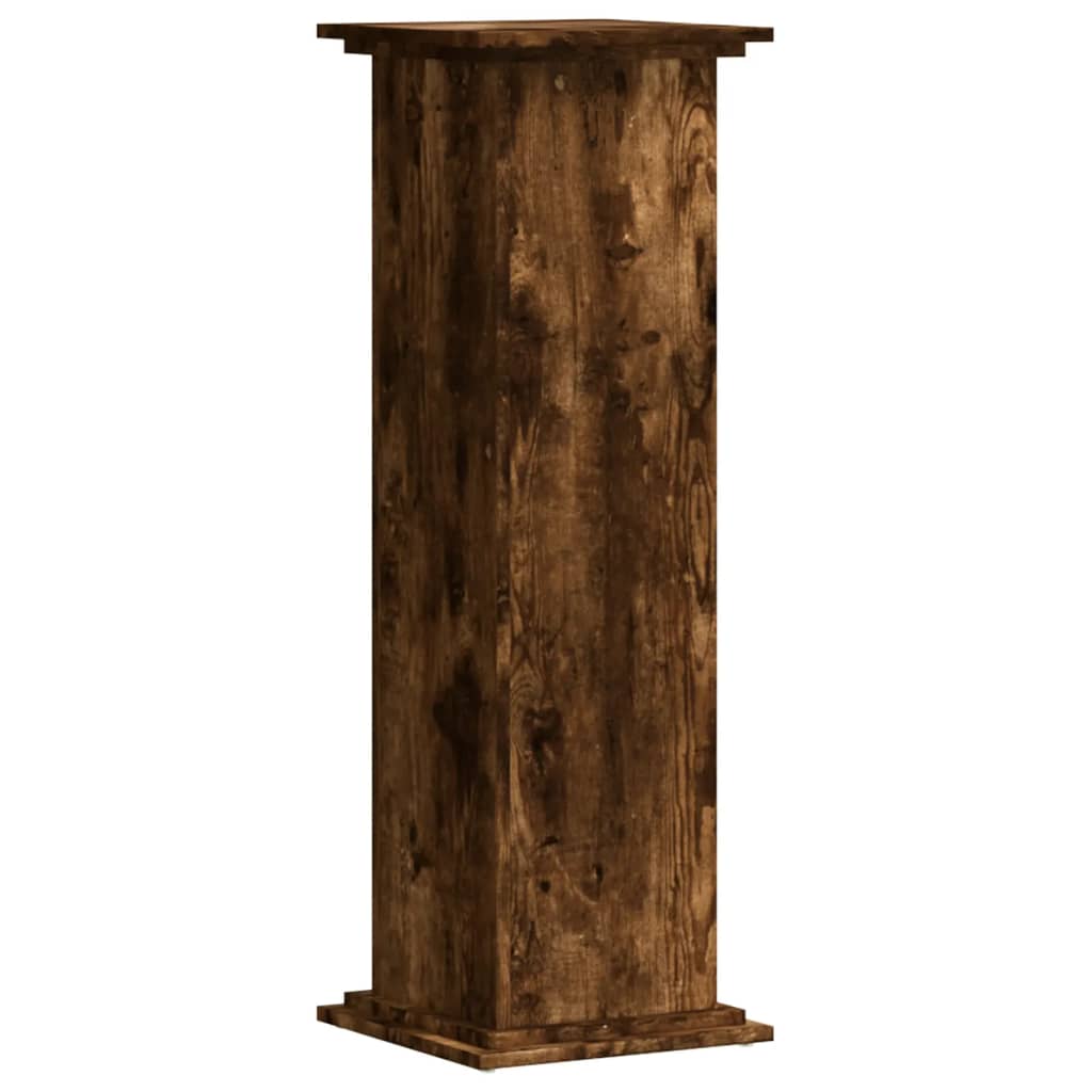 Support pour plantes chêne fumé 33x33x100 cm bois d'ingénierie