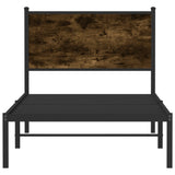 Metal bed frame without mattress smoked oak 75x190 cm