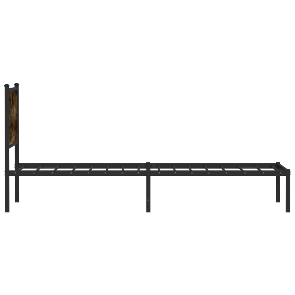 Metal bed frame without mattress smoked oak 75x190 cm